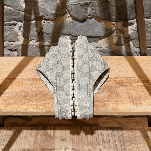 Gucci Grey GG Logo Rubber Cubic Platform Slide Sandals - Picture 9 of 12